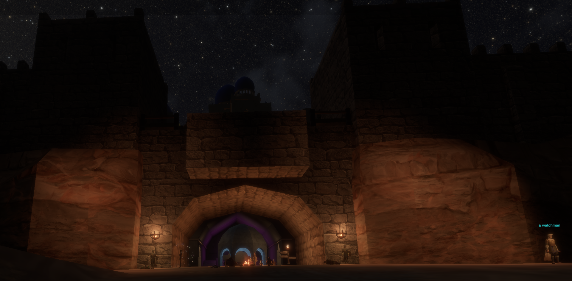 Night Harbor North Gate and its watchmen at night