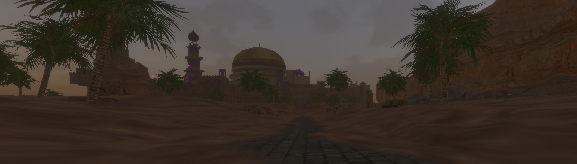 Wide view from the North Gate Newbie Yard toward Night Harbor