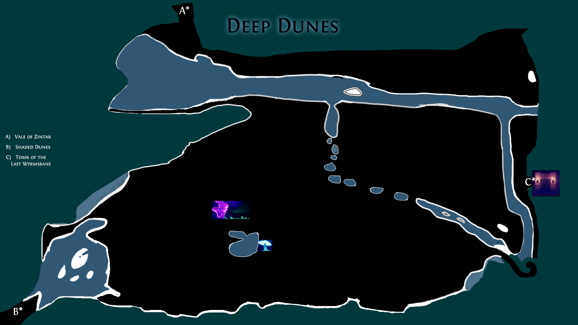 Community map of Caves of Irem under its former Deep Dunes name
