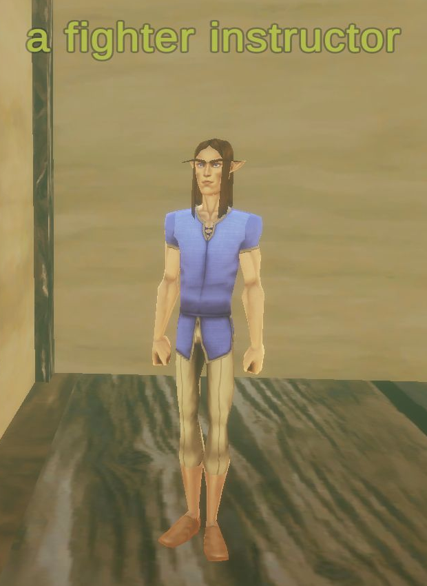 A fighter instructor in Evershade Weald with the full overhead name visible