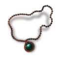 Inlaid Wolf's Eye Agate Copper Necklace