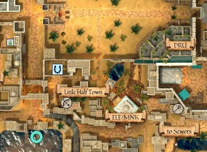 Map detail showing Little Half Town in Night Harbor
