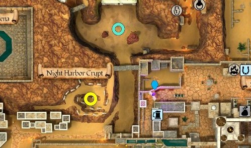 Map detail showing Night Harbor Crypt in Night Harbor
