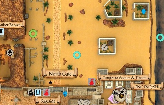 Map detail showing North Gate in Night Harbor