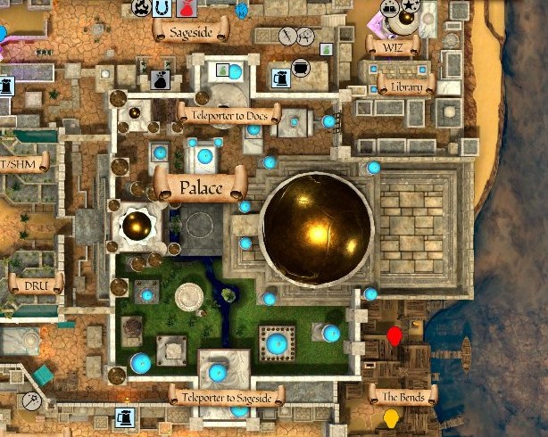 Map detail showing Palace in Night Harbor