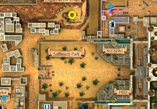Map detail showing Saltbreeze Park in Night Harbor