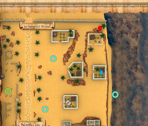 Map detail showing North Gate Newbie Yard in Night Harbor