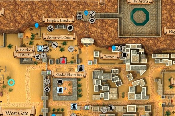 Map detail showing Sojourner's Camp in Night Harbor