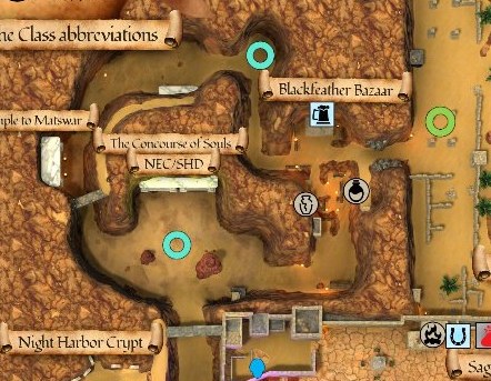 Map detail showing The Concourse of Souls in Night Harbor